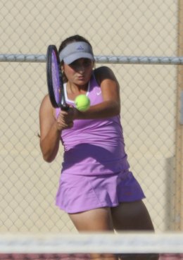 Kaitlin Raulino in her singles match. The Tigers won 7-2 to advance to the Central Section championship match, Tuesday, Nov. 8 at 2 p.m.